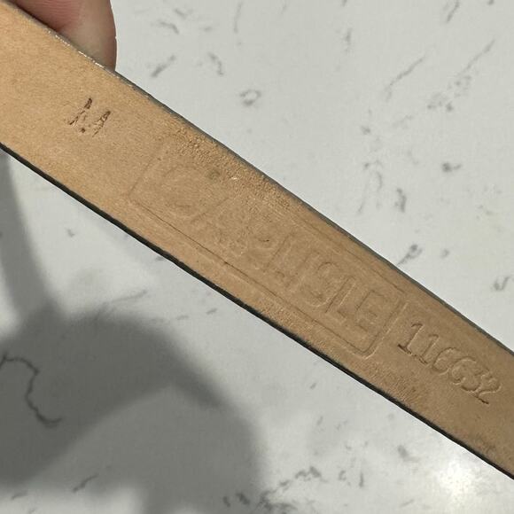 Carlisle Vintage Leather Belt Croc Embossed Taupe Mixed Metal Buckle Size M, EUC - Picture 6 of 8